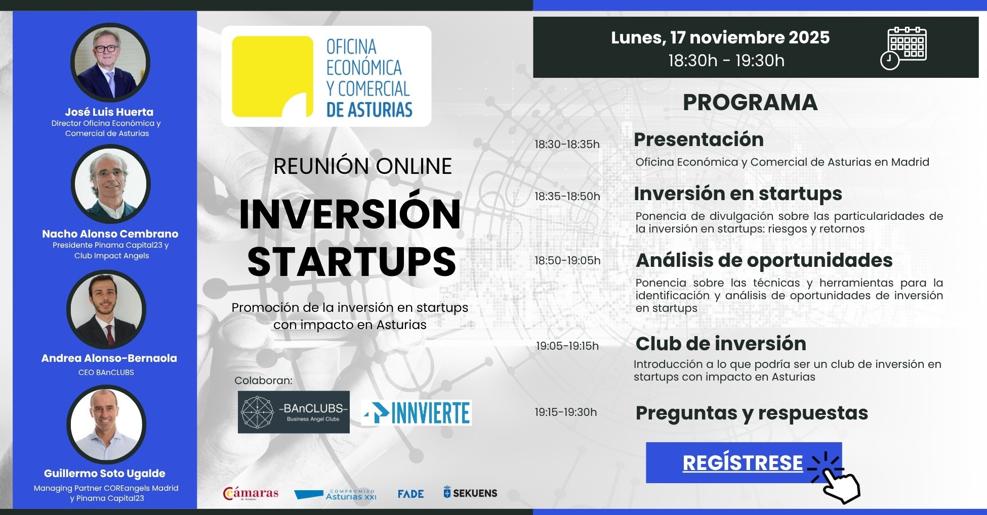 Reunión online: Inversión startups. Promoción de la inversión en startups con impacto en Asturias.